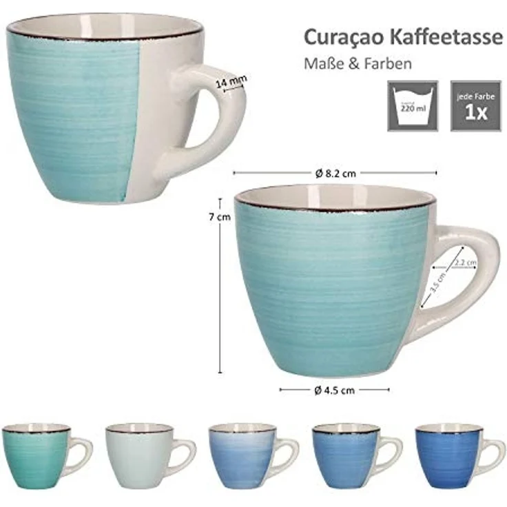 MamboCat Kaffeeservice 18tlg. Kaffeeservice Blue Curacao 6 Personen in Blau-Tönen, Steingut – Bild 3