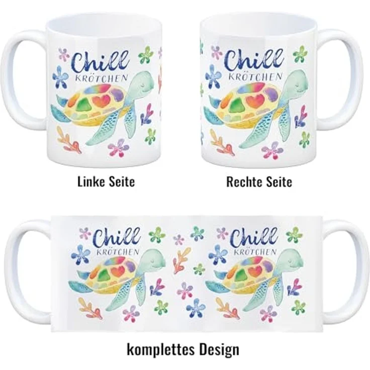 speecheese Tasse Schildkröte Kaffeebecher mit Spruch Chillkrötchen – Bild 4