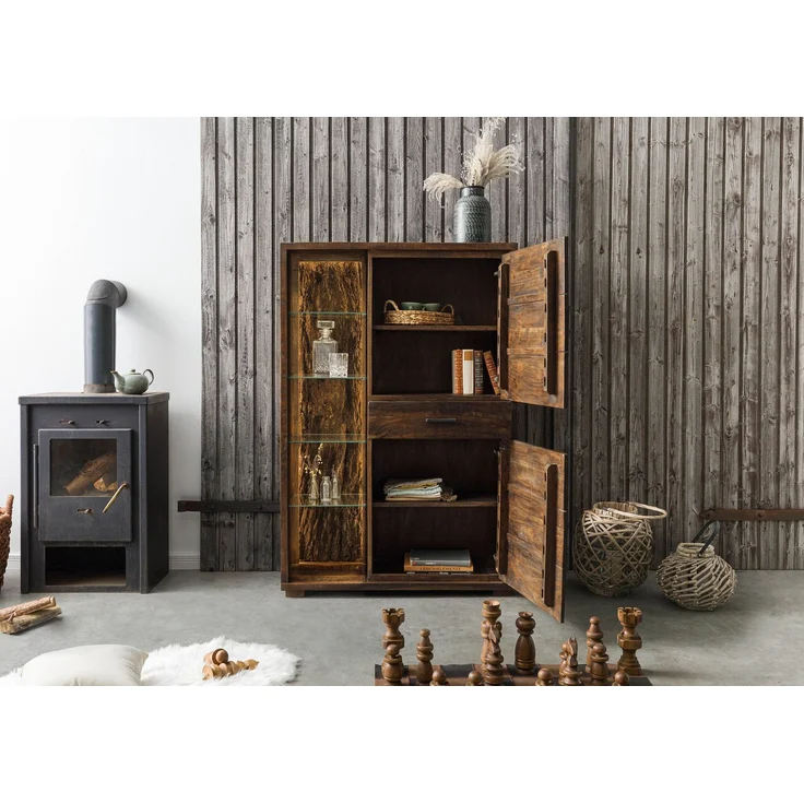 Highboard Akazie 100x40x150 dunkelbraun lackiert BARK #206 – Bild 4