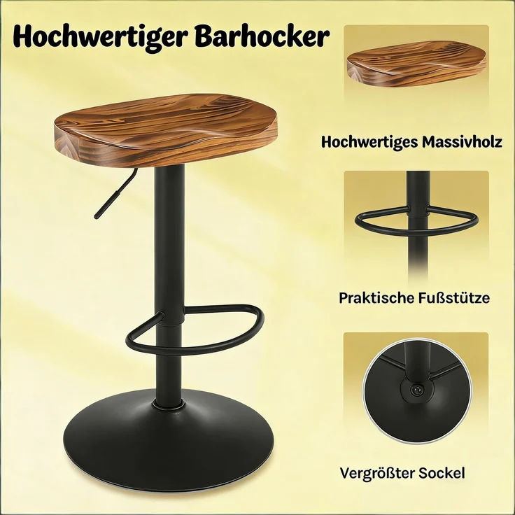 (old SKU:T5828P495884)Rustikal Essstühle im modernen Stil,Hochbarstühle,Frühstücksstühle(Nur Es ist nur ein Bar Stuhl enthalten)--Rustikales Braun--41.5x31.5x81cm--YOUDENOVA – Bild 3