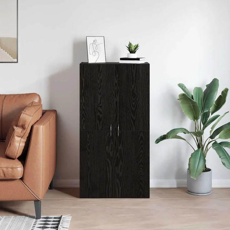 vidaXL Büroschrank Schwarz Eichen-Optik 60 x 32 x 115 cm Holzwerkstoff 879638 – Bild 4