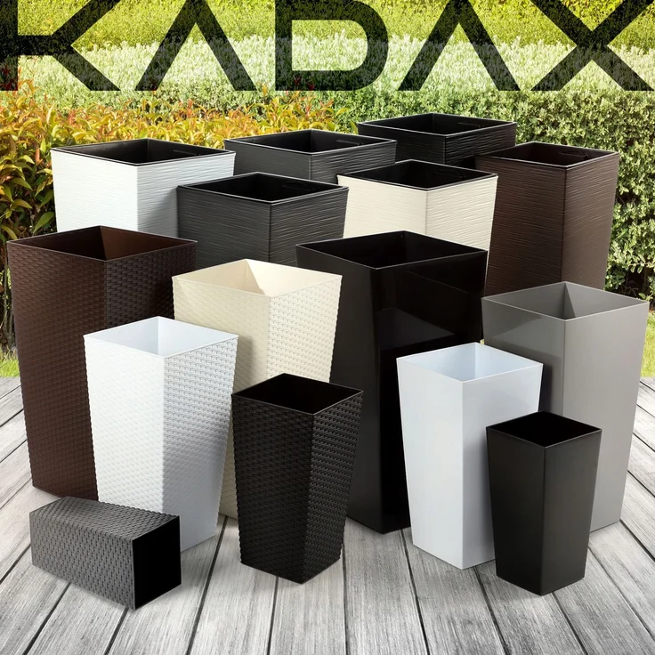 KADAX Blumentopf Blumentopf + Einsatz Garten Blumenständer hoch schwarz glänzend 68cm – Bild 9