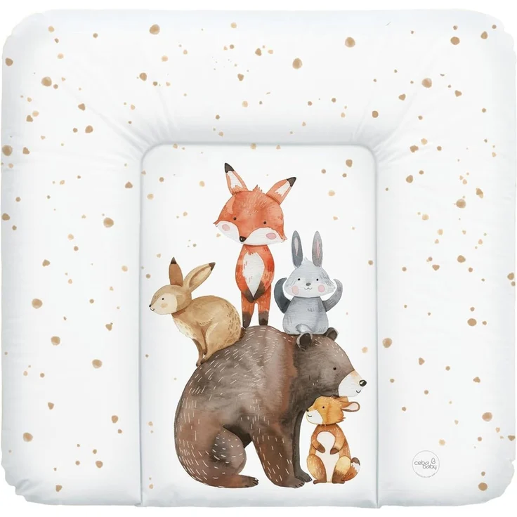 Ceba Baby® weiche Wickelauflage 75x72 cm - Baby Wickelunterlage - Wickeltischauflage für Junge und Mädchen - Wasserdicht, abwaschbar - OEKO-TEX® Standard 100 - Made in EU - Waldfreunde – Bild 1
