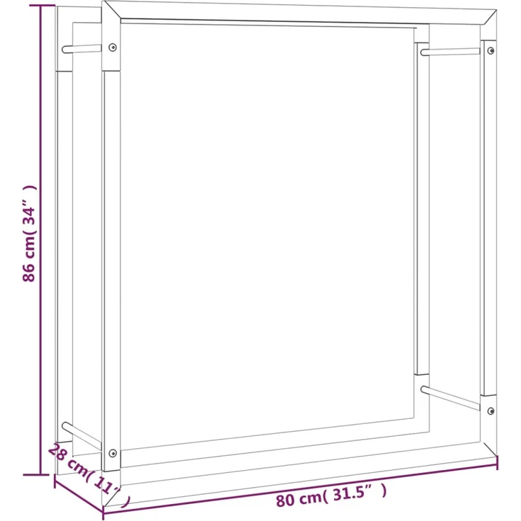 vidaXL Brennholzregal Mattschwarz 80x28x86 cm Stahl 350307 – Bild 6
