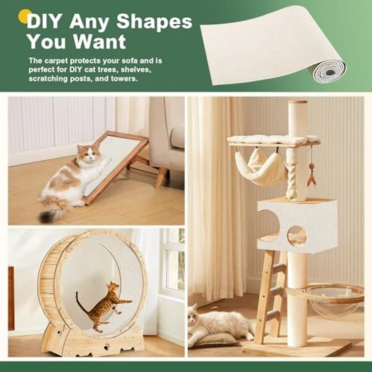 Gimars Selbstklebend Kratzmatte 200 × 40, mit Zusatz-Klebeband, DIY Kratzschutz Sofa Katze, Kratzbrett Katze, Katzen Kratzmatte, Kratzmatte für Wand & Möbel, Beige – Bild 4
