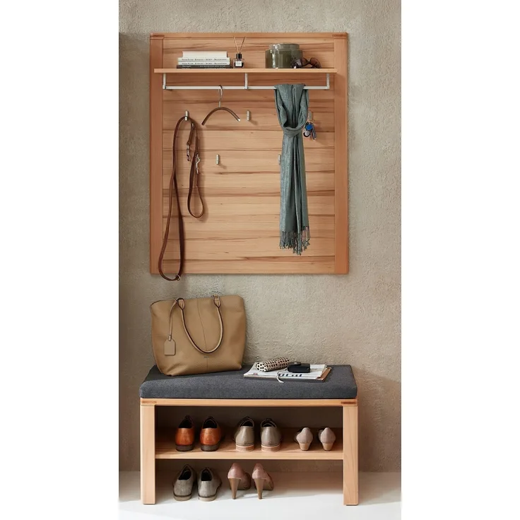Garderoben-Set >Nature One< (2-teilig) in Kernbuche, teilmassiv - 90x158x40cm (B/H/T)