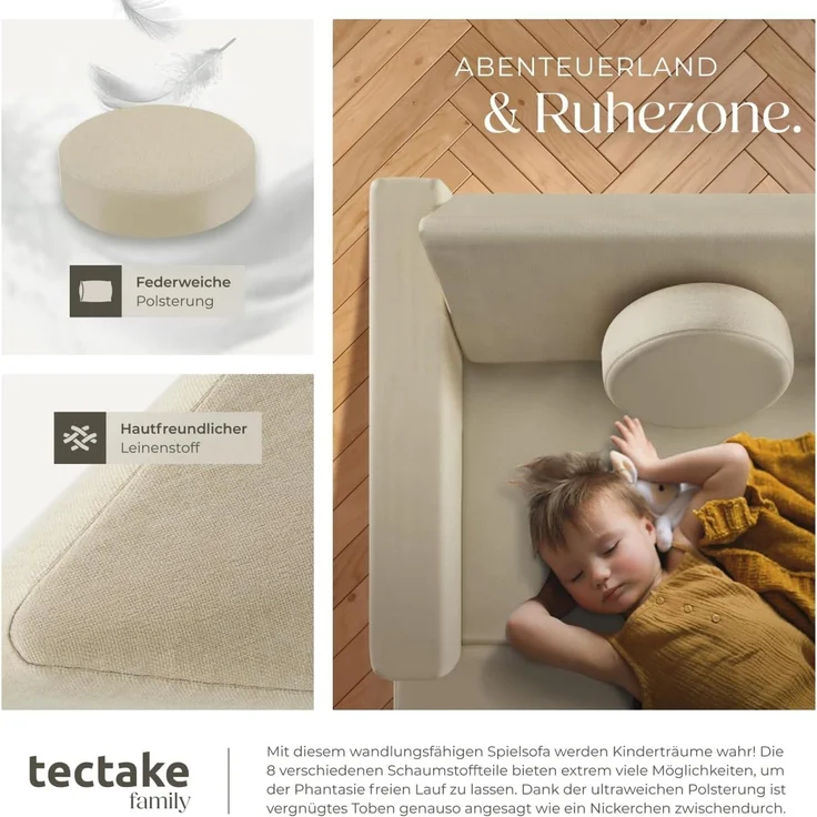 tectake Kindersofa Spielsofa, 8-teilig, flexible Anordnung – Bild 7