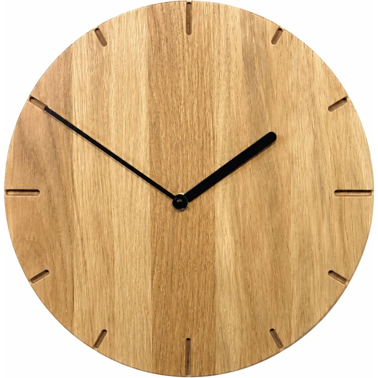 Natuhr Wanduhr F4002 Solide Funkwanduhr aus Massivholz Eiche – Eiche natur – 30 × 30 × 4 cm – Bild 1