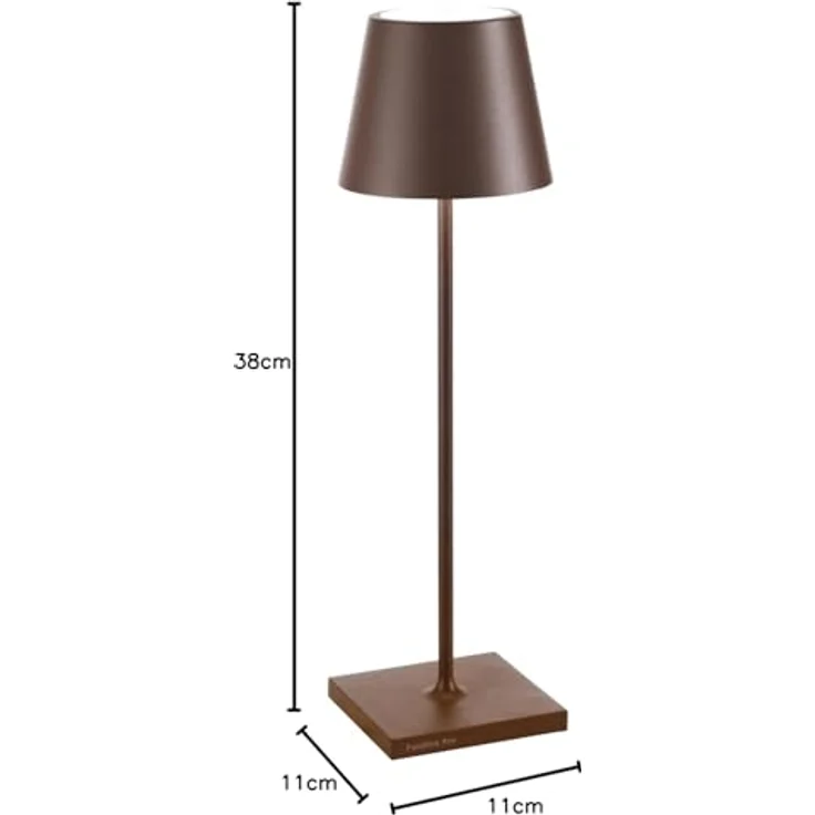 Zafferano, Poldina Pro Lampe, Kabellose, Wiederaufladbare Tischlampe mit Touch Control, Auch für den Außenbereich Geeignet, Dimmer, 2200-3000 K, Höhe 38 cm, Farbe Corten – Bild 11