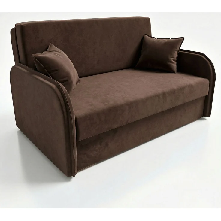 Wohnero 24 Goldi 3 Premium Schlafsofa 144x95 cm mit Schlaffunktion & Bettkasten – 133x195 cm Liegefläche, 2-Sitzer Design Sofa Braun – Bild 2