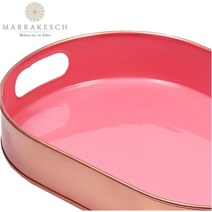Marrakesch Orient & Mediterran Interior Tablett Skandinavisches Design Serviertablett Aarhus, Tablett, Schale, Oval, Handarbeit – Bild 2
