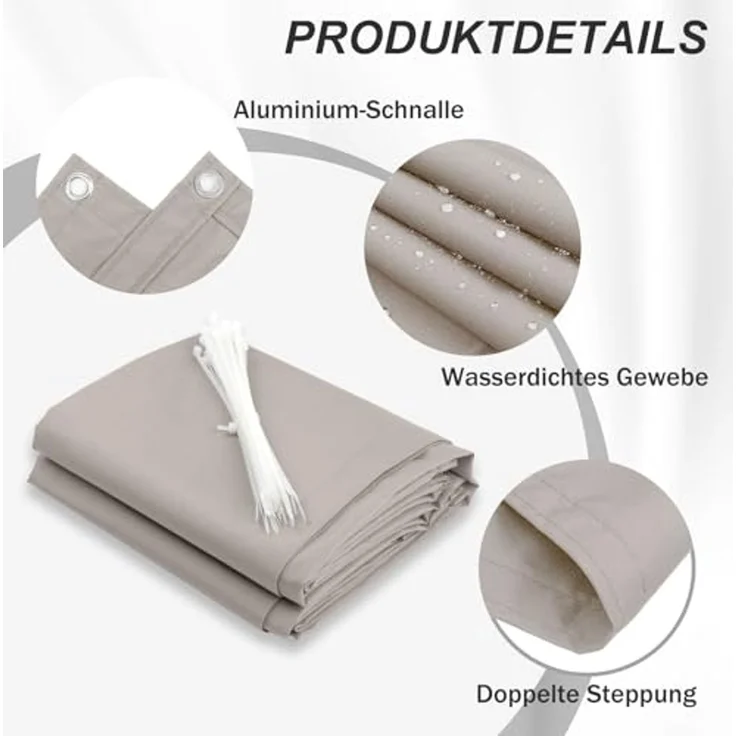 HENG FENG Balkon Sichtschutz 100x600 cm,160g/㎡ PES UV-Schutz Balkonverkleidung, Balkonabdeckung Wetterfest, mit Kabelbindern, Taupe – Bild 2