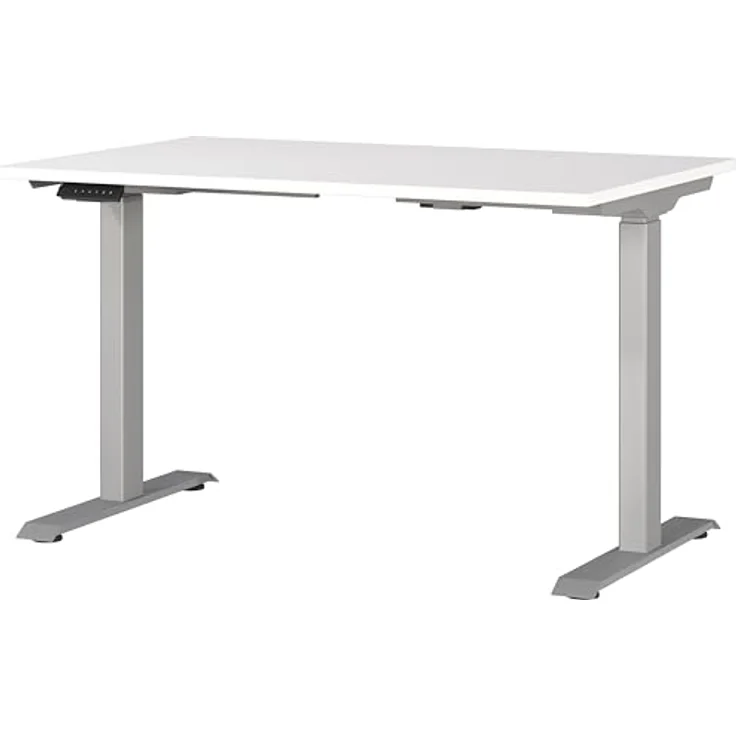 Germania Schreibtisch 7907-639, in Weiß/Silber, EL. höhenverstellb, 120 x 120 x 80 cm (BxHxT) – Bild 2
