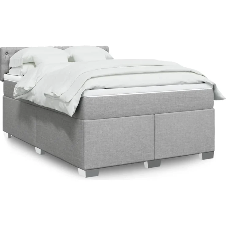 vidaXL Boxspringbett mit Matratze Hellgrau 140x190 cm Stoff 3285890 – Bild 1