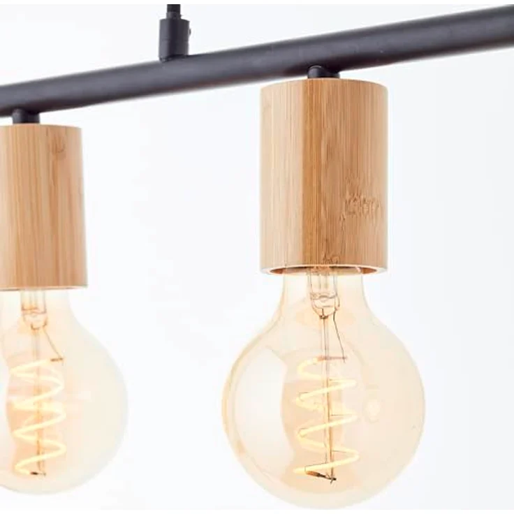 BRILLIANT Kerry Pendelleuchte 5-flammig, Höhenverstellbar, schwarz/holz, dimmbar, variabel mit dekorativem Textilkabel – Bild 9