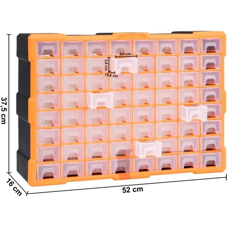 vidaXL Multi-Schubladen-Organizer mit 64 Schubladen 52x16x37,5 cm 147579 – Bild 9