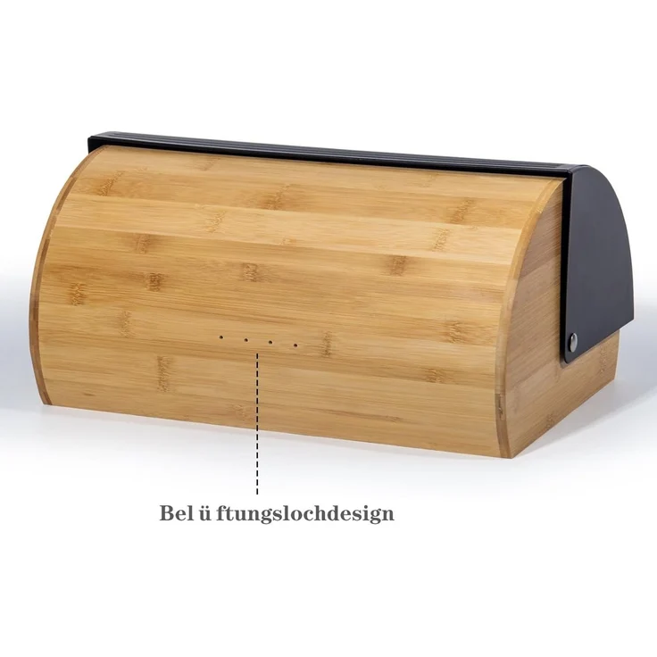 Zedelmaier Brotkasten Brotaufbewahrungsbox aus Metall Holz groß, (Set, 1 x Brotkasten), Brotkorb mit Deckel und Brotbeutel – Bild 2