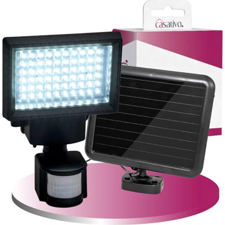 Casativo LED Solar-Strahler mit Bewegungsmelder, 600 Lumen, spritzwassergeschützt für Garten & Hof – Bild 1