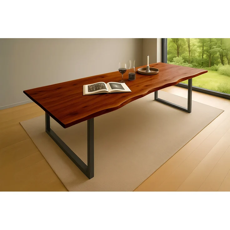 Esstisch Baumkante massiv Akazie nussbaum 240 x 100 schwarz QUINN 69052245 – Bild 1