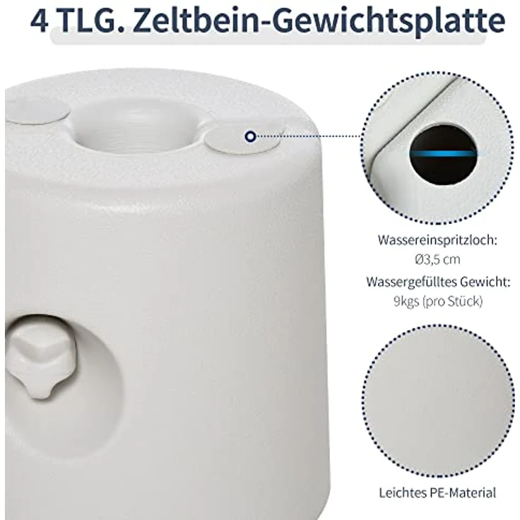 Outsunny Sonnenschirmständer, Standfuß aus Kunststoff, Weiß, 24x22 cm, stabiler Sonnen- & Sichtschutz – Bild 4