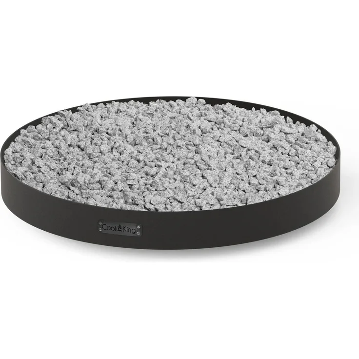 Cook King Stahl Runde Steinbasis für Feuerschale 80 cm – mobile Ausführung mit Rollen und Bremse (ohne Dekosteine) Schwarz