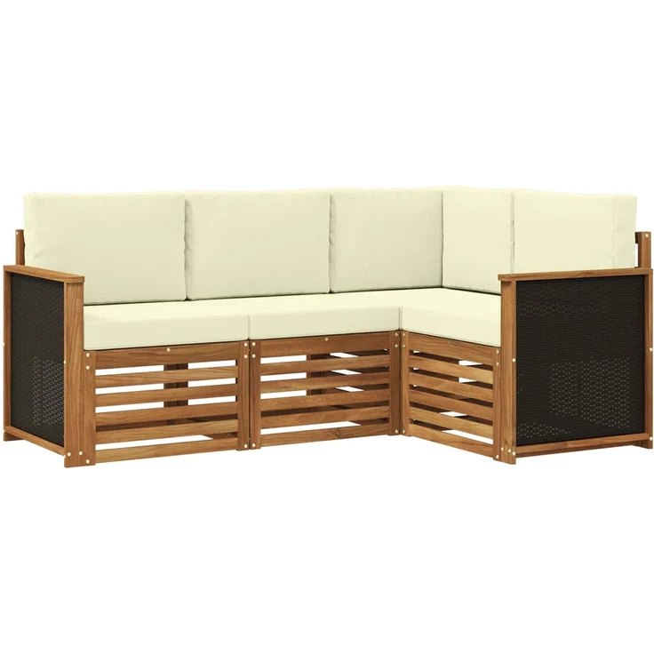 vidaXL Outdoor-Sofagarnitur 4 stk. 4-Sitzer Natur und Creme 3384281 – Bild 2