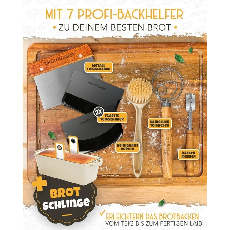 Krustenzauber Brotbackform Emaille Brotbackform 28cm mit Deckel im Komplettset, Kastenform Brot – Bild 2