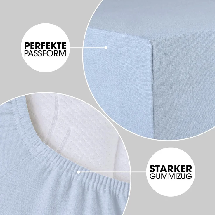 CelinaTex Jersey Topper Spannbettlaken Lucina 140x200-160x200 cm Aqua blau 100% Baumwolle gekämmt bis 12cm Matratzenhöhe Spannbettbezug, Leintuch, Bettlaken, elastisch, Strech, Oeko-Tex – Bild 4