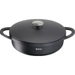 TEFAL E21872 TRATTORIA Servierpfanne 28cm | Aluguss | Gussdeckel | Antihaft-Beschichtung | gute Wärmespeicherung | Silikon Griffschutz inklusive | Schmorpfanne | induktionsgeeignet