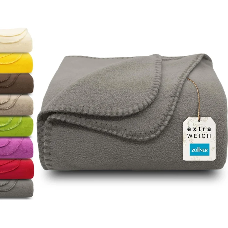 ZOLLNER Kuscheldecke, 130x170 cm, taupe (grau) – Bild 1