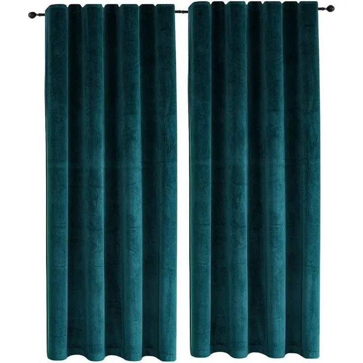 Haus und Deko Gardine Vorhang 2er Set Kräuselband Verdunkelung 140x245 cm Samt blickdicht (2 St), Kräuselband, Polyester