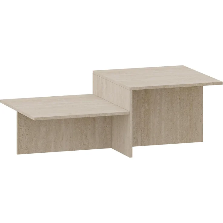 Couchtisch Taniena mit doppelter Tischplatte 100 x 55 x 35 cm Travertin [en. casa] – Bild 3