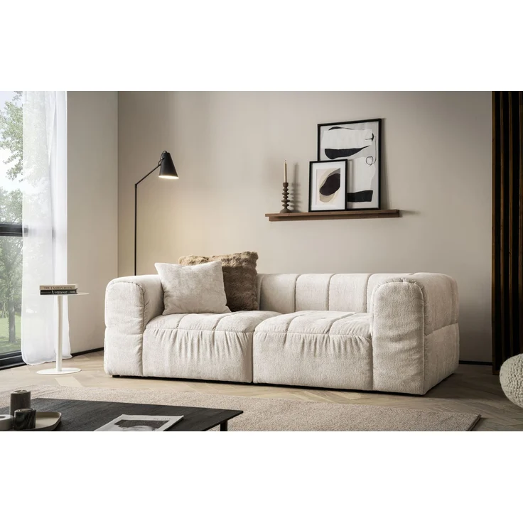 DOMO. collection Sofa 800 019, 2-Sitzer Couch mit Taschenfederkern und gepolsterter Rückenlehne, 2er Bigsofa, Polstergarnitur 113 x 220 x 72 cm (BxTxH), creme – Bild 1