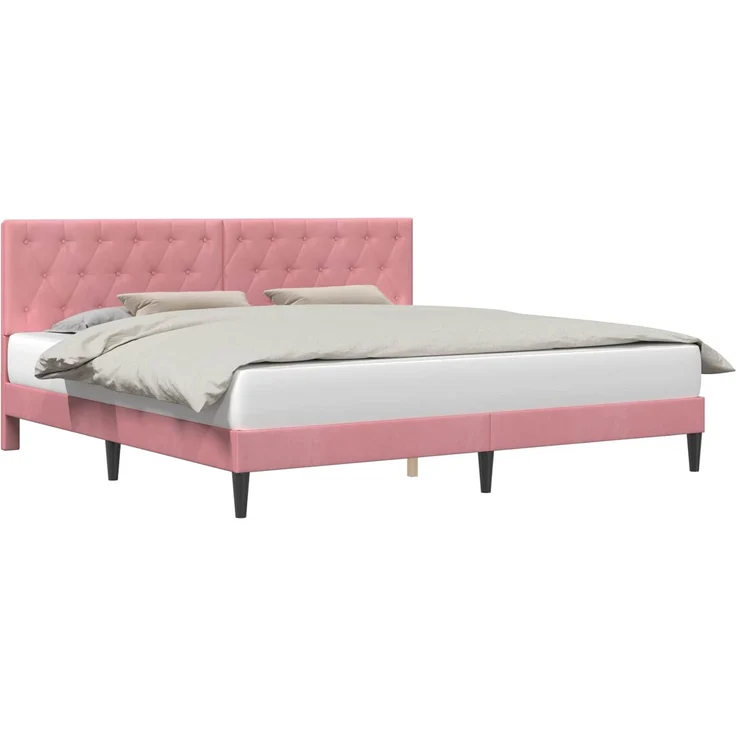 vidaXL Bettrahmen mit Kopfteil Rosa 180 x 200 cm Samt 42027682 – Bild 2
