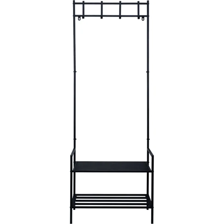 Garderobenständer, Schuhablage, 4x Kleiderhaken, H 168,5 cm
