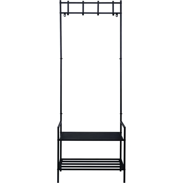 Garderobenständer, Schuhablage, 4x Kleiderhaken, H 168,5 cm – Bild 1