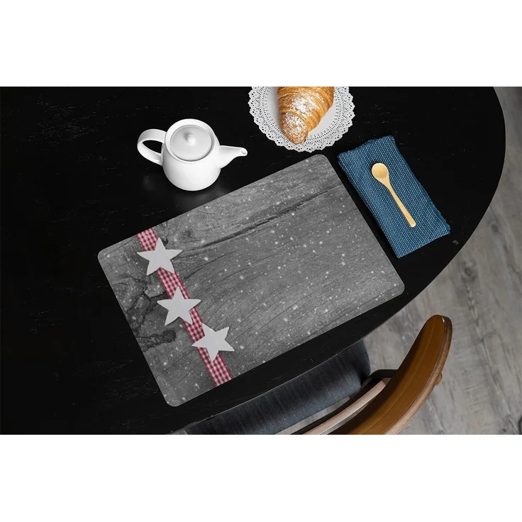 matches21 HOME & HOBBY Platzset Abwaschbare Tischsets 6er Set Weihnachten Sterne & Holz-Optik, (6-St), Platzsets als Tisch-Untersetzer und Tisch-Deko für Esstisch Teller – Bild 3