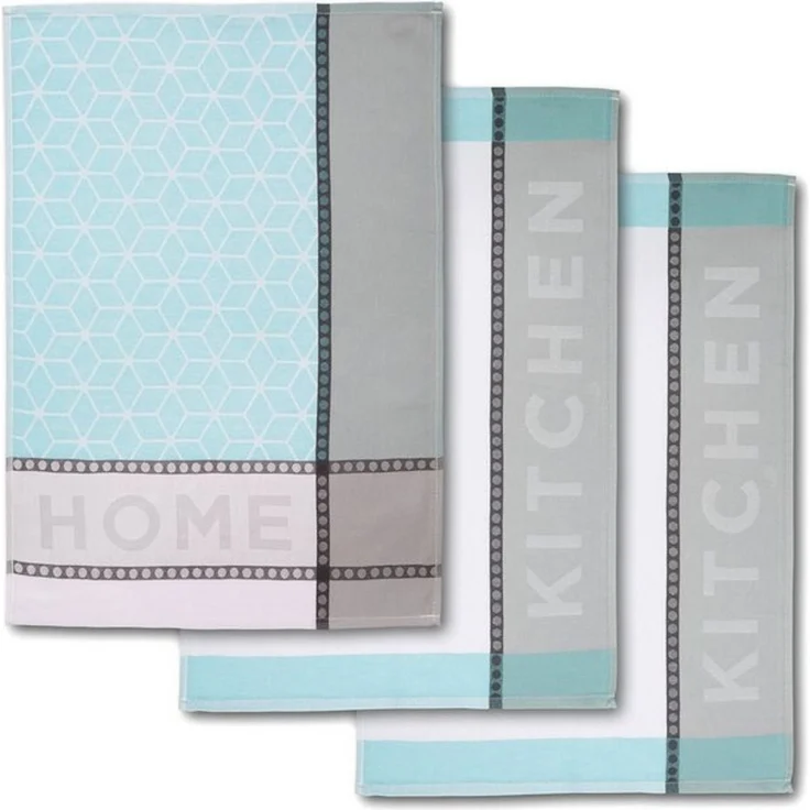 Dyckhoff Geschirrtuch HOME & KITCHEN, Maße je Tuch ca. 50x70 cm, aus 100% Baumwolle, (Set, 3-tlg), mit zwei verschiedenen Motiven – Bild 4