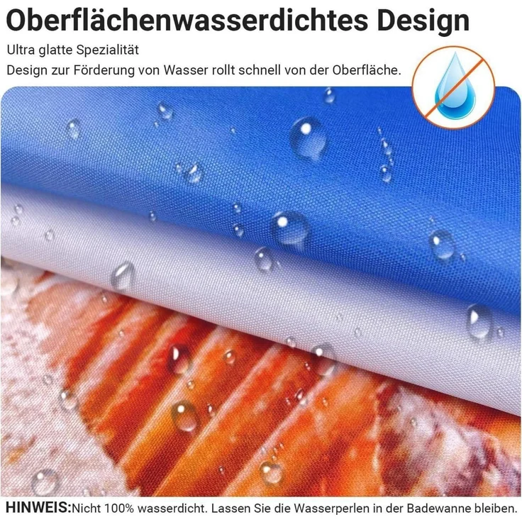 Duschvorhang 240x200cm Sea Blue Textil Beschwert Ösen Anti-Schimmel – Bild 2