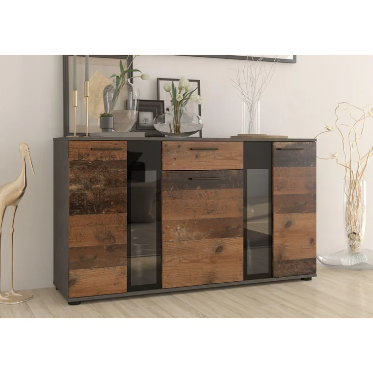 Salsa Kommode Sideboard Wohnwand Wohnzimmer Anbauwand Old Wood + Matera
