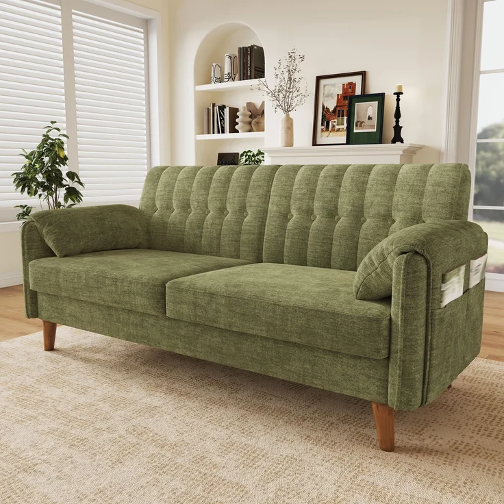 2-Sitzer Sofa B 161,5 x T 79 x H 83,5 cm aus Chenille mit Knopfheftung – Bild 3