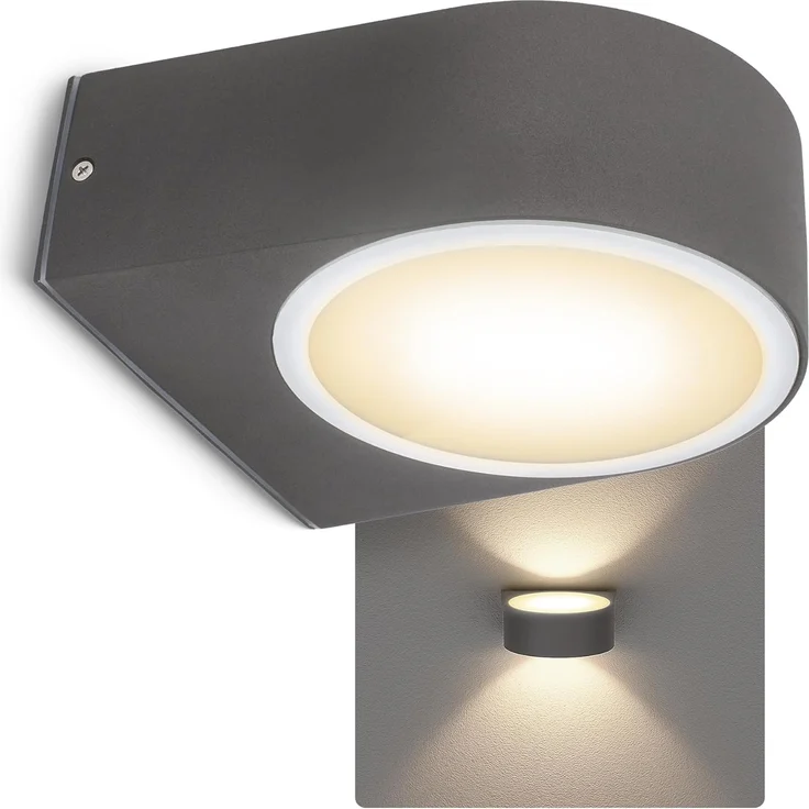 SSC-LUXon LED Außen-Wandleuchte LIMO Wandlampe außen Up & Down IP54 grau mit E27 LED 6W warmweiß 230V, Warmweiß – Bild 1