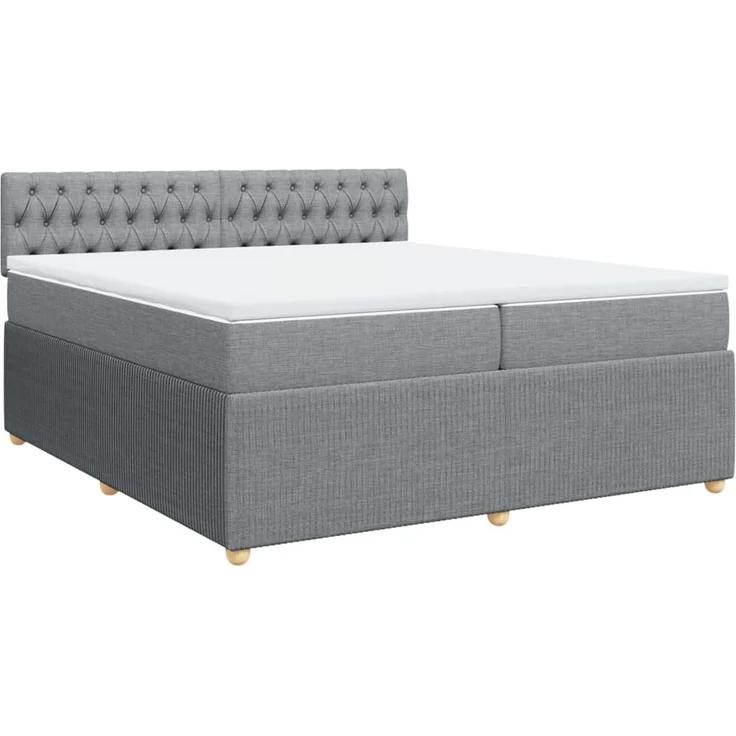 vidaXL Boxspringbett mit Matratze Hellgrau 200x200 cm Stoff 3287570 – Bild 2