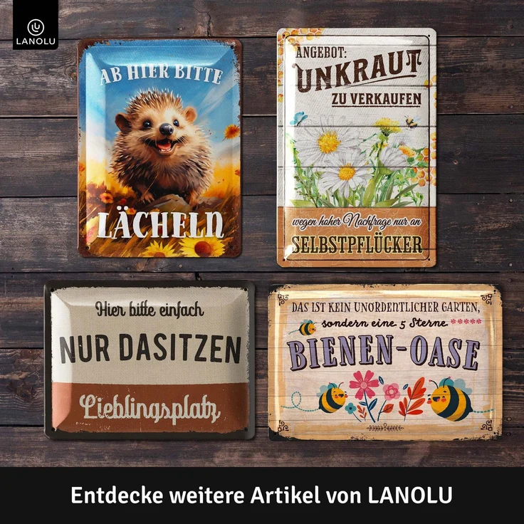 LANOLU Blechschild Ab hier bitte lächeln - 15x20cm – Metall – Mehrfarbig – 15247 – Bild 5