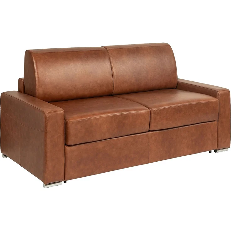 Vente-unique - CALITO - Schlafsofa - Plastik - Kunststoff (PVC), Metall - Braun - 194 x 223 x 85 cm – Bild 4