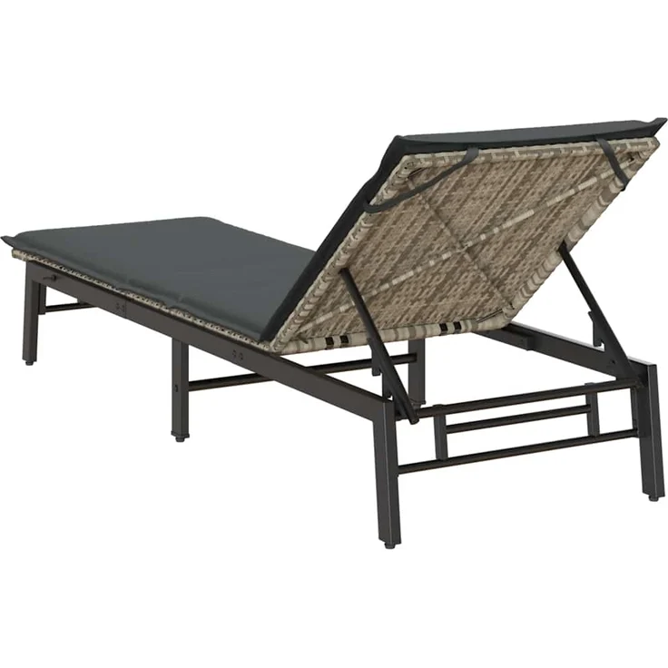 vidaXL Sonnenliege mit Auflage Hellgrau Poly Rattan 4104084 – Bild 7