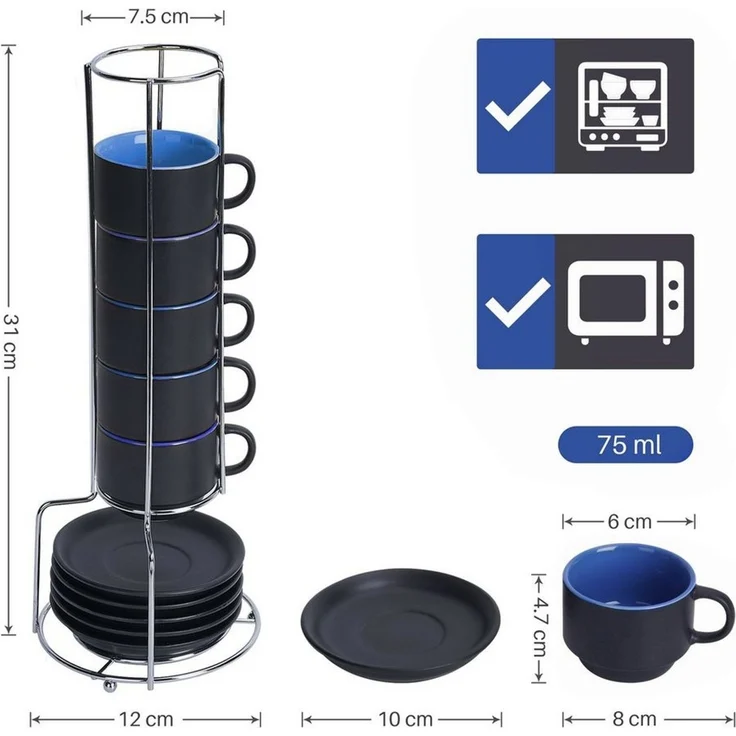 MiaMio Espressotasse Espressotassen Set Le Papillon Kollektion (6 x 75ml) – Bild 2
