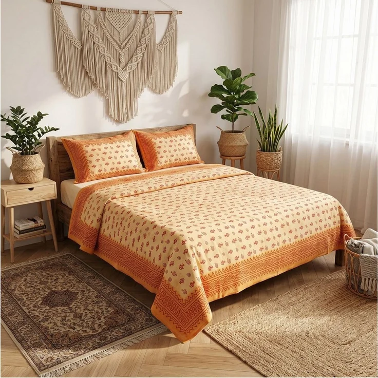 Guru-Shop Tagesdecke Blockdruck Tagesdecke, Bett & Sofaüberwurf,.. – Bild 2