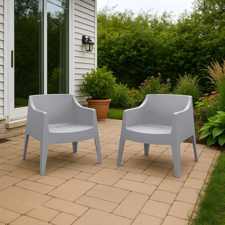 CLP 6er Set Gartenstühle Bartal stapelbar wetterfest UV-beständig bis 150 kg,grau – Bild 3