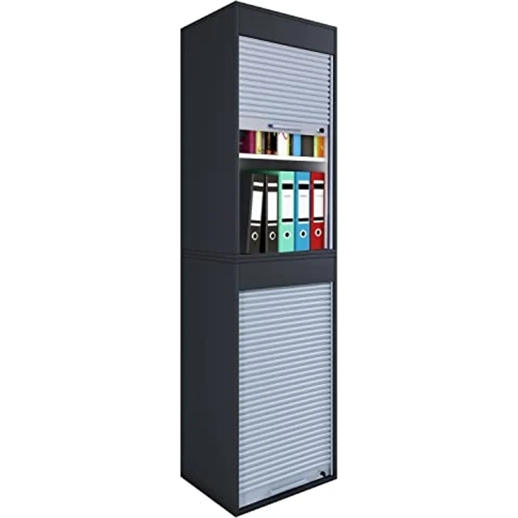 VCM Büroschrank Aktos 918186 Schwarz H. 186 x B. 50 x T. 40 cm – Bild 1